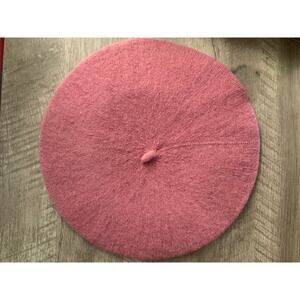 Elegant Pink Rose Wool Beret for Women & Teens - Fashionable and Chic Accessory